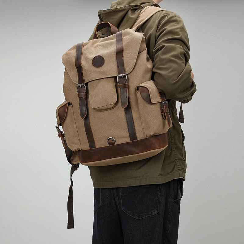 Canvas Backpack Casual - 레트로 남성용 아웃도어 사이클링 캔버스 가방
