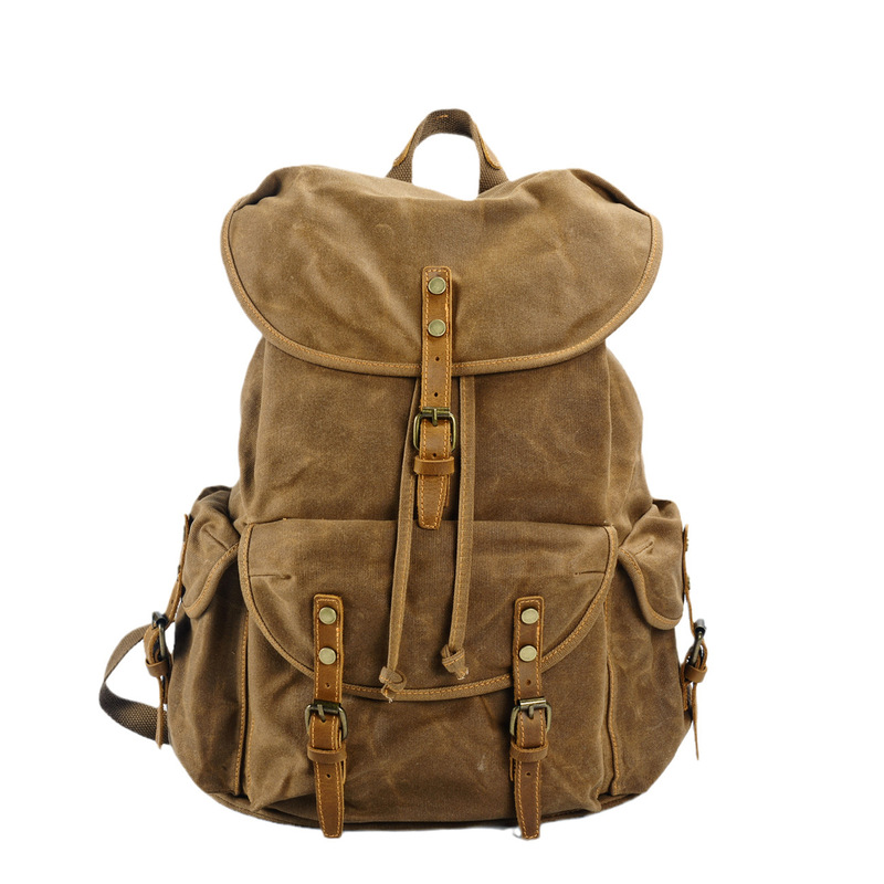 Canvas Backpack Casual - 레트로 소프트 왁스 캔버스 대용량 학생용
